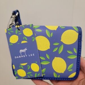 NEW! Dabney Lee Zip Around Wallet Lemon 🍋 Blue Striped Interior Wristlet